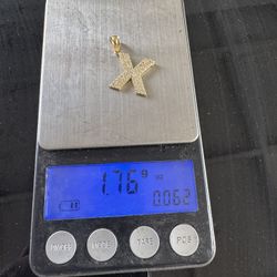 14k Golden X Pendant 