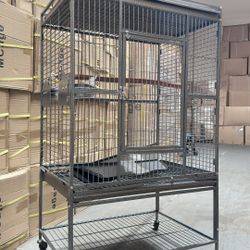X-Large 32” x 22” x 65”H peach stand play top parrot bird cage with rolling wheel 
