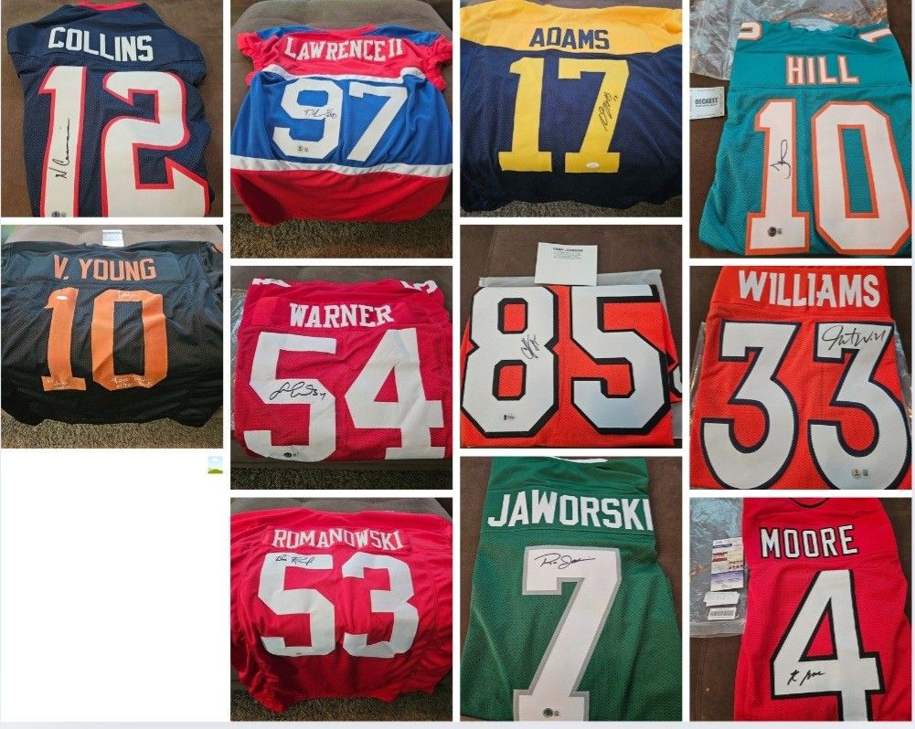 11 NFL Autographed Jerseys All w COAs Beckett, JSA, PSA