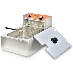 Brand New Unopened    Commercial Deep Fryer with Basket 6-12L Capacity Adjustable Temperature and Timer Stainless Steel With lid Suitable for home/com