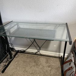Black Metal And Glass Top Desk