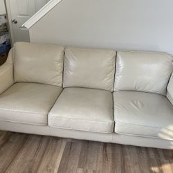 Beige Leather Sofa