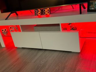 White TV Stand with LED Lighting