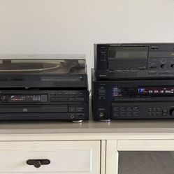 Kenwood Stereo System - KD-48f Turntable, VR-6050 Surround Receiver, DP-R4430 CD Changer & KX-67W Dual Cassette Deck