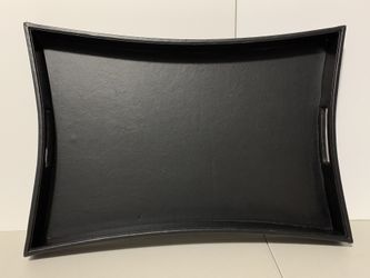 Pier 1 Imports Black Faux Leather Serving Tray - Curved Rectangular Catchall