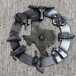 5" Western Lone Star State Texas Metal Wall Circle Sign