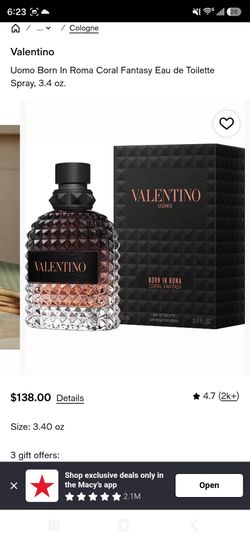 Valentino Uomo Born In Roma Coral Fantasy EDT 3.4 oz  cologne perfume