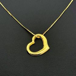 14k solid yellow gold Heart love 24” Necklace Chain Charm Pendant