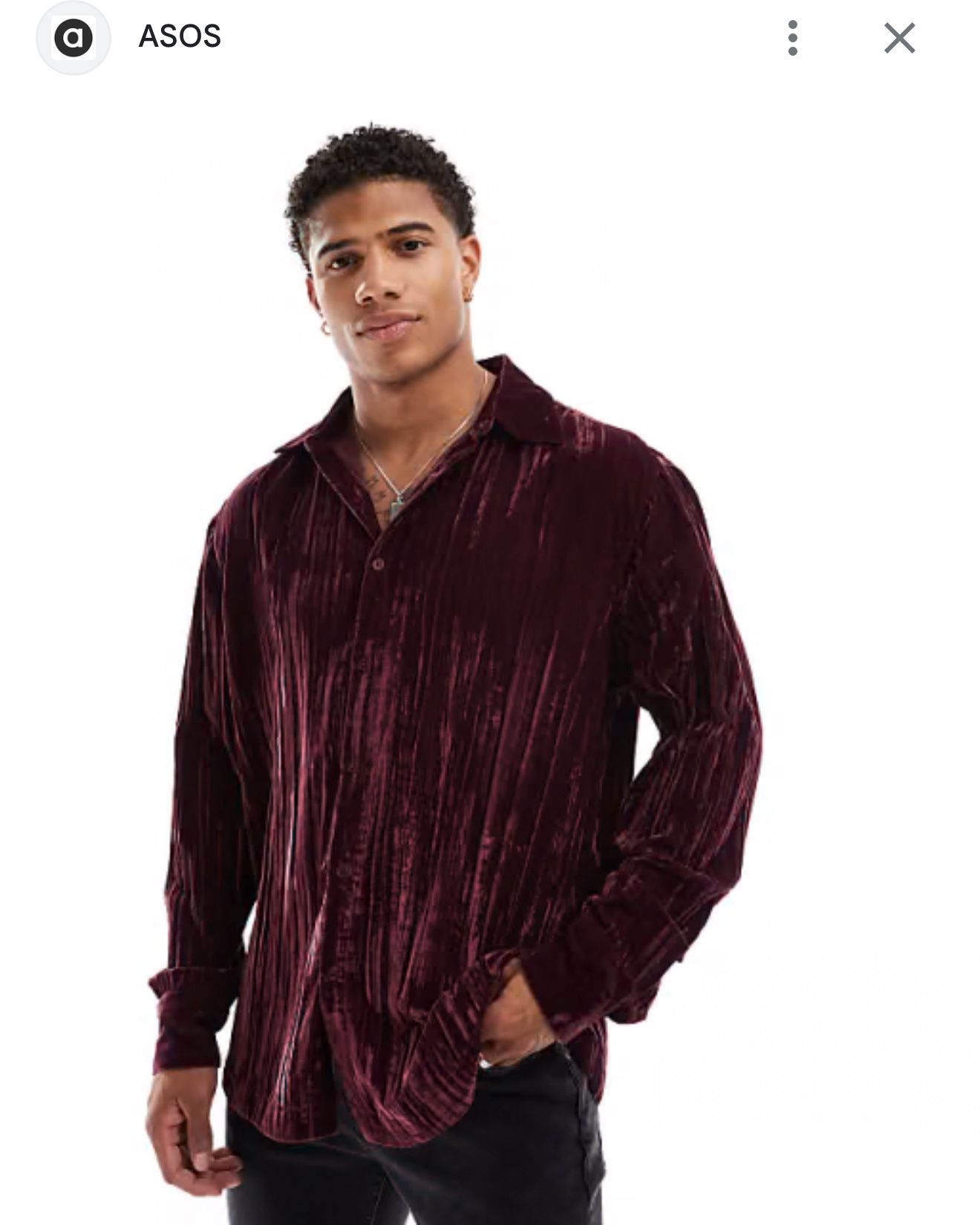 ASOS Men's (M) Burgundy Velvet Crinkle Dress Shirt (New/Unused)