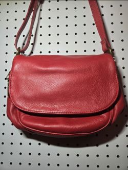 Red Leather Borse in Pelle Fold Over Crossbody Bag w/Gold hardware