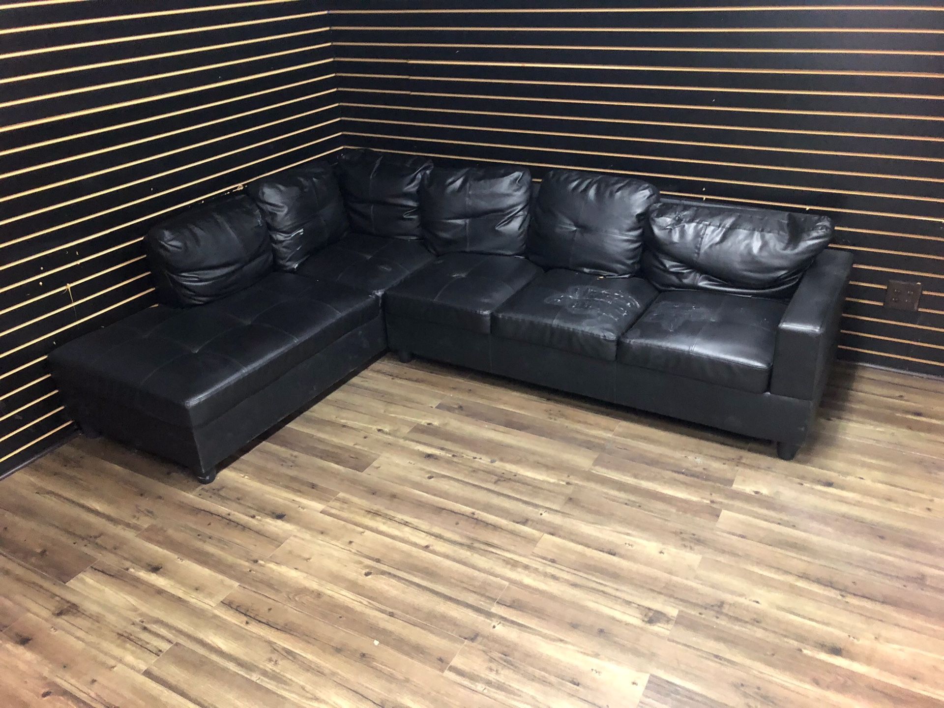 Black faux leather couch for Sale in Seattle, WA OfferUp