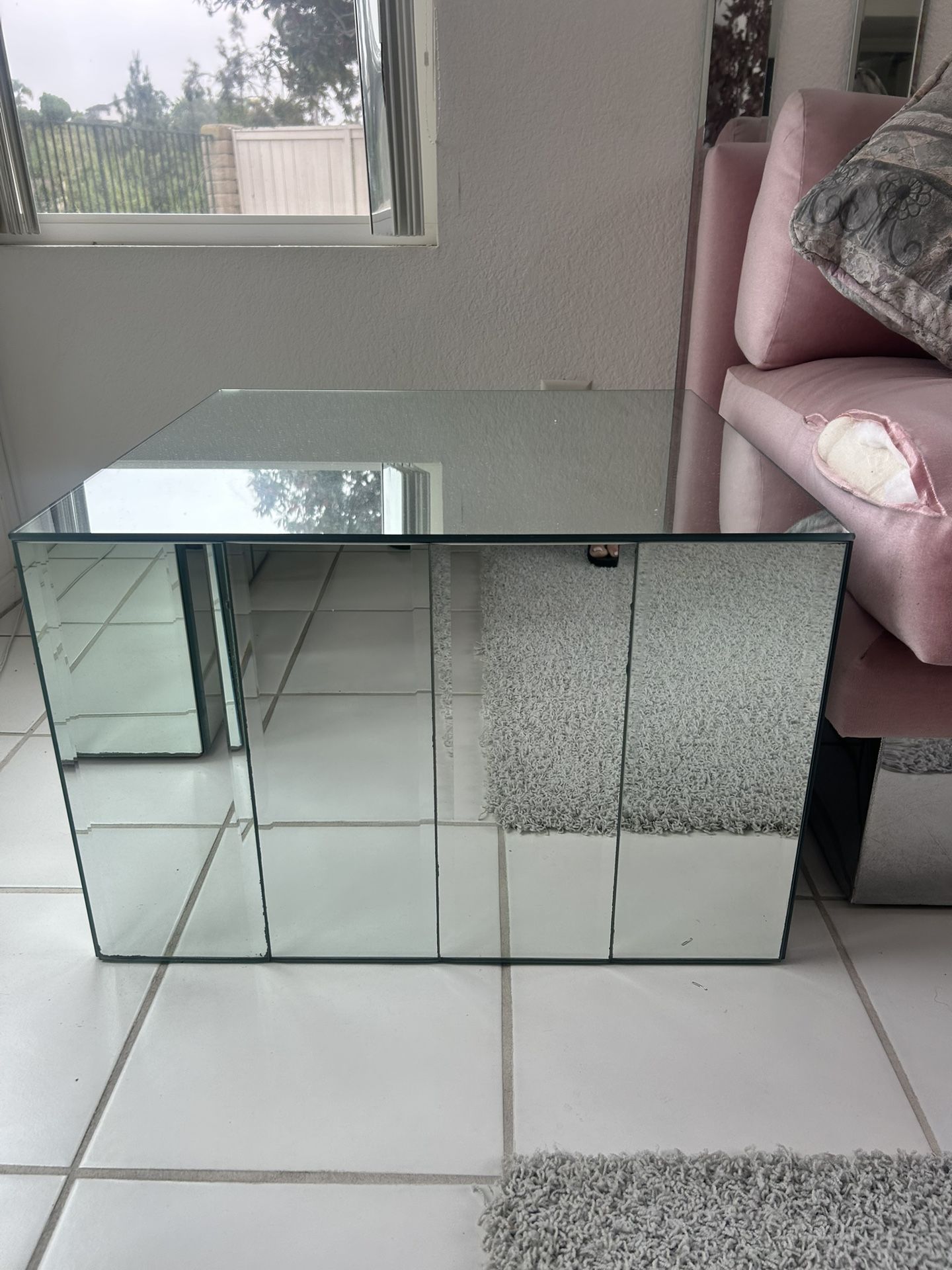 Beveled Mirrored End Table