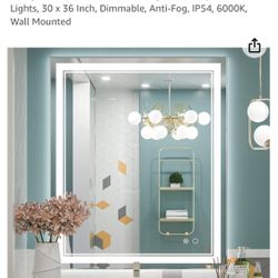 Keonjinn Dimmable Lighted & Anti-Fog Bathroom Mirror New