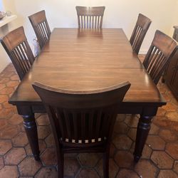 Solid Wood Dining Table With 7 Chairs