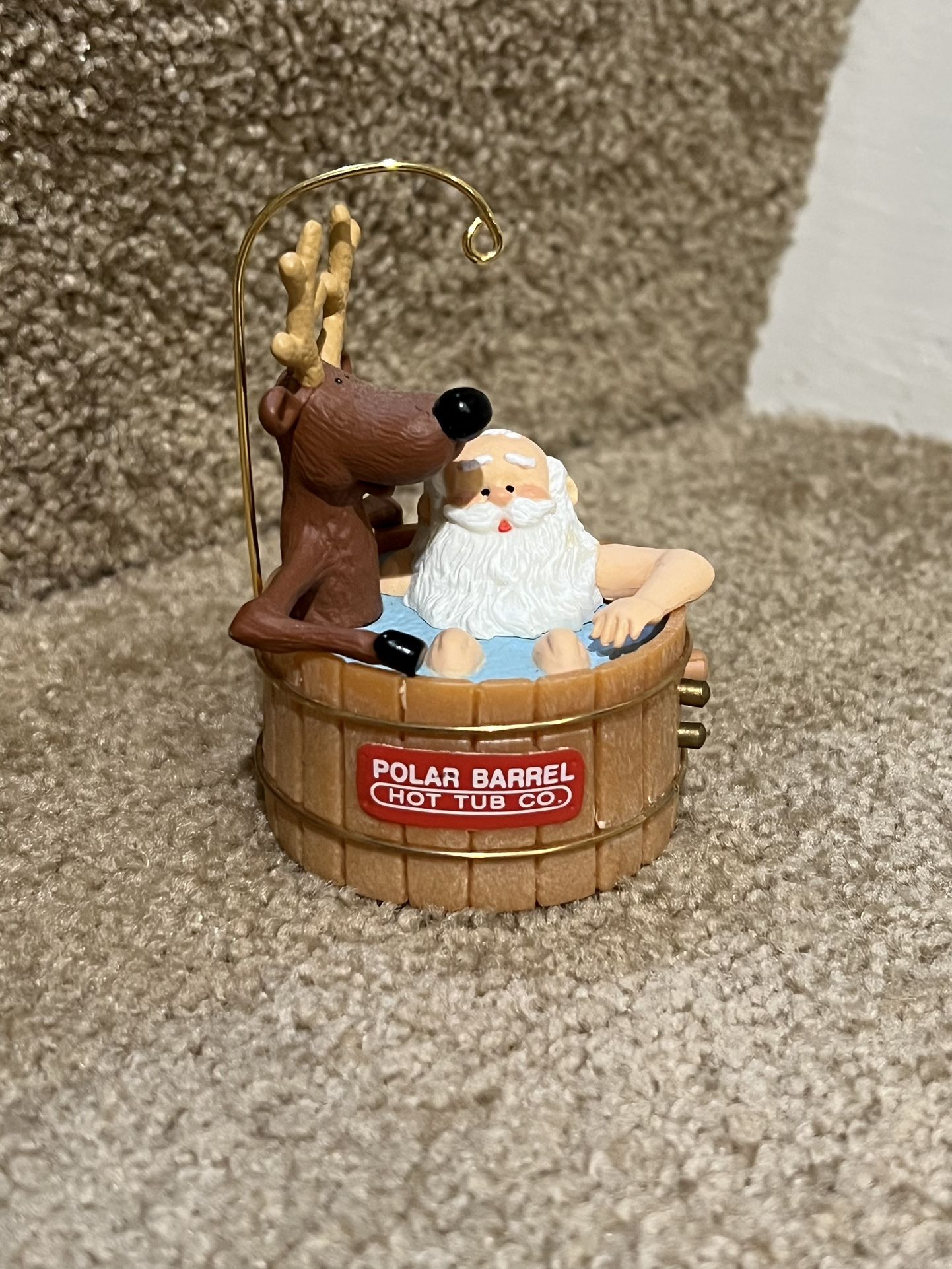 Vtg 1986 Hallmark Christmas Ornament Santa Hot Tub Reindeer Polar Barrel