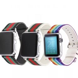 Gucci Stripe Pattern Sport Replacement Leather Watch Band Strap For Apple Watch  Genuine Leather 38/40/42/44 For Apple 1,2,3,4,5,6