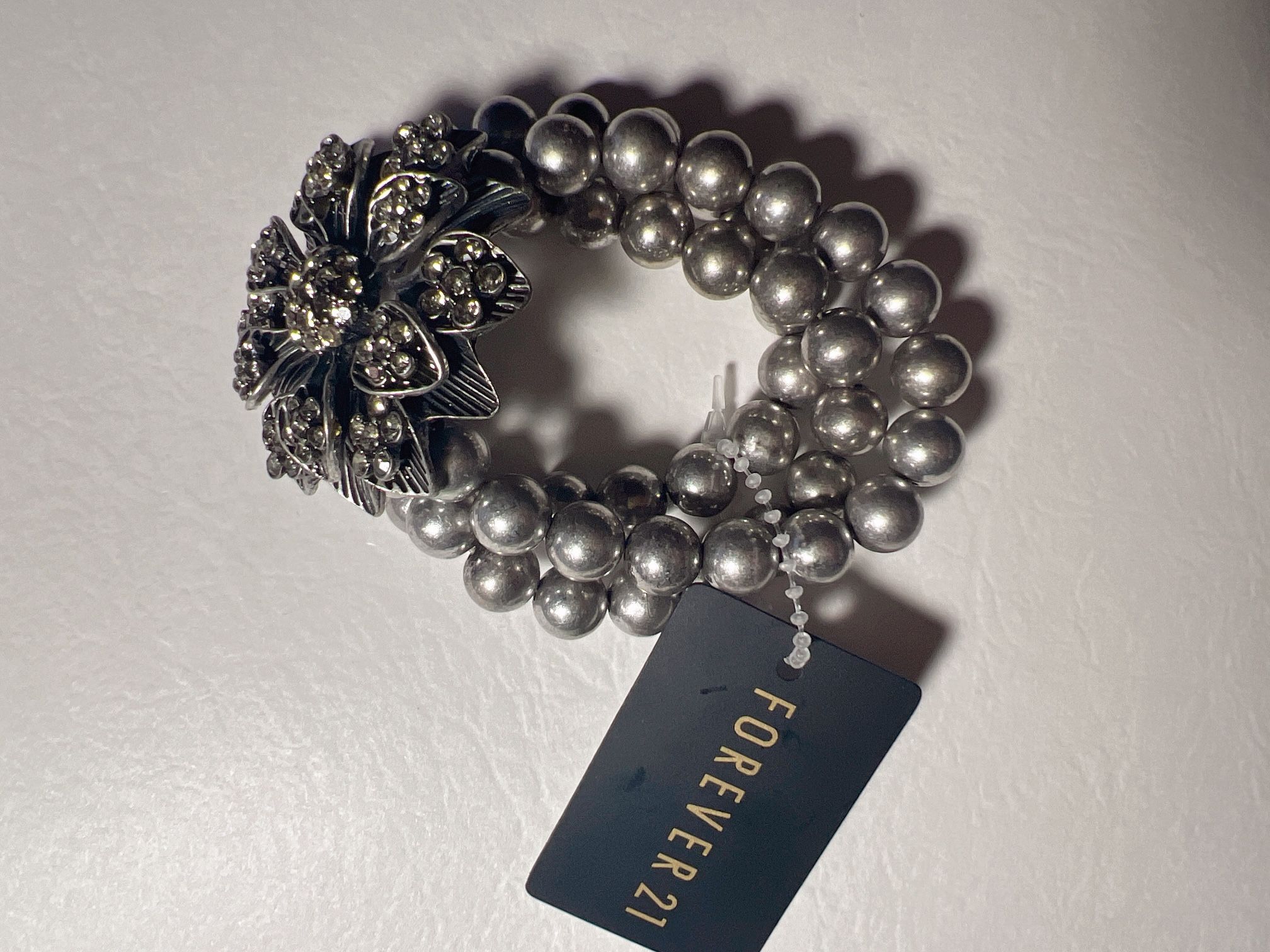 Sliver Vintage Floral Adjustable Rhinestone Jewelry Bracelet