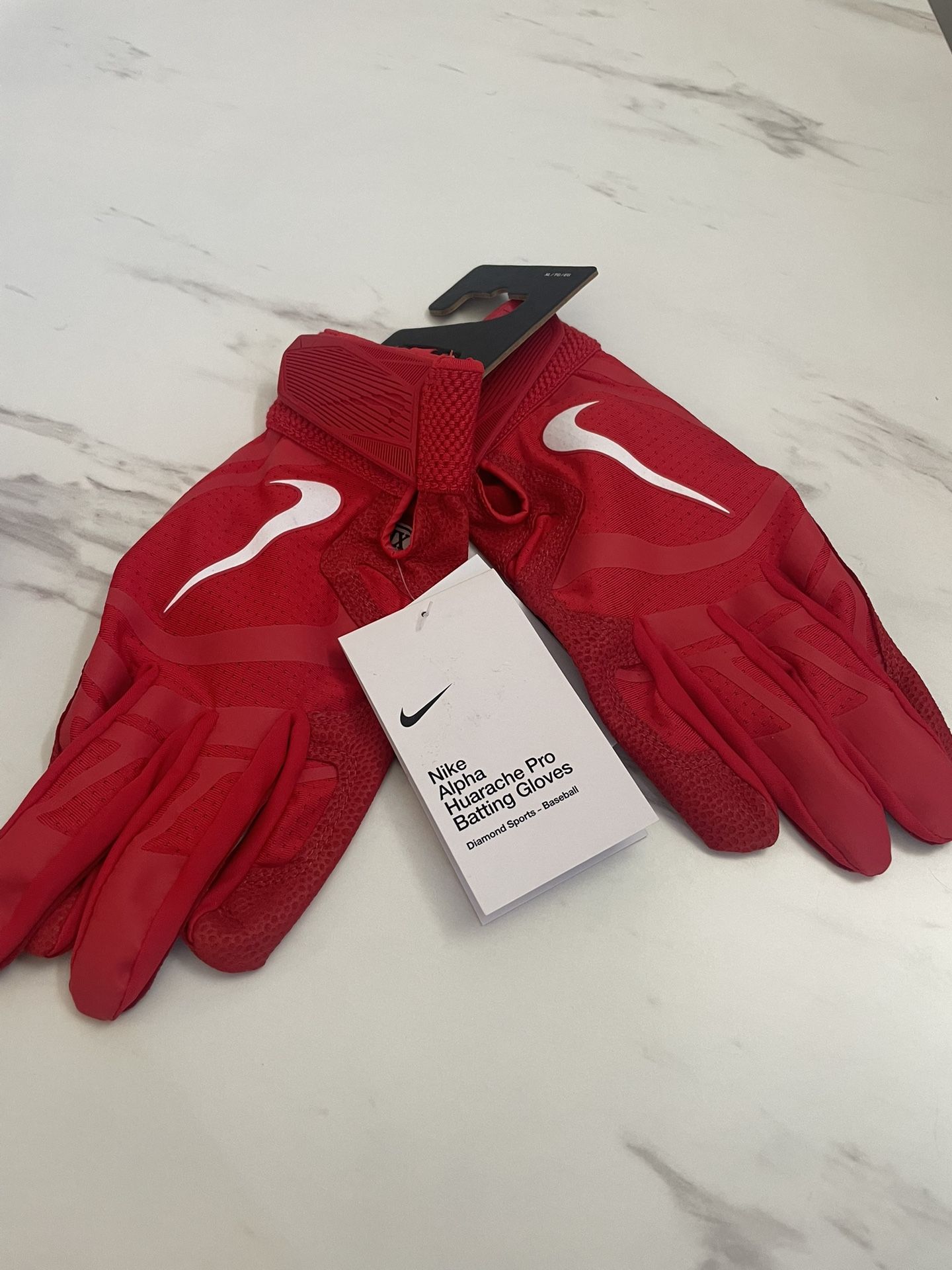 Nike Alpha Huarache PRO Baseball Batting Hitting Gloves Red - XL- New!