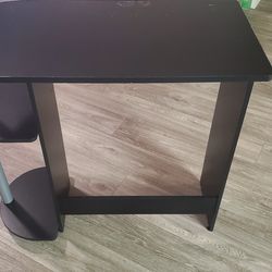 Small Black Computer Desk with Side Shelves