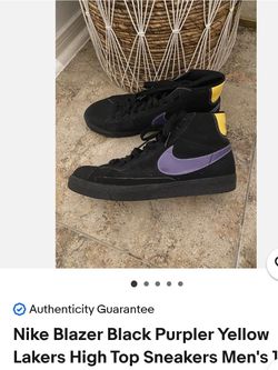 Nike Blazer Black Purpler Yellow Lakers High Top Sneakers Men's 8.5