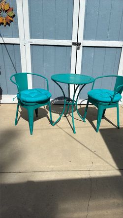metal table two chairs