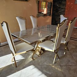 Gourges Marble Table Top With Gold 7 Pcs $2549