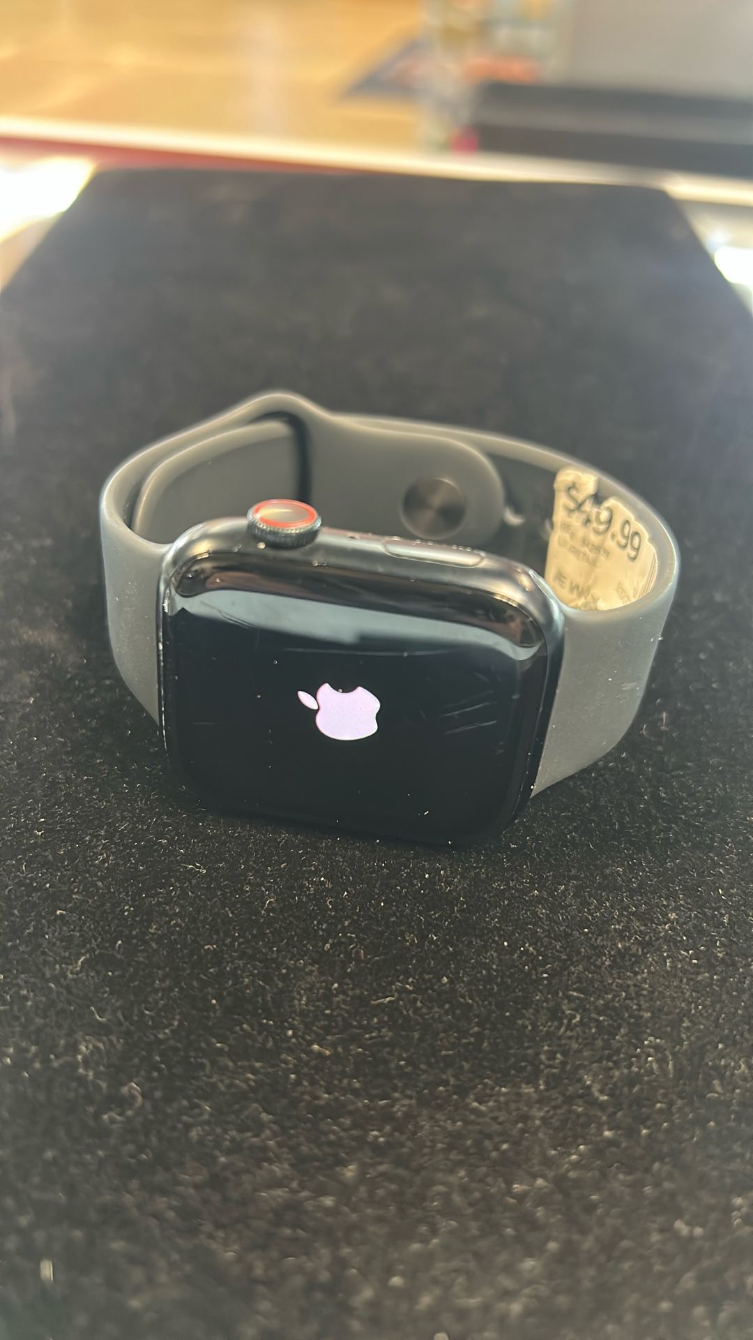 Apple Watch Series 8 minor scratch on face black in color