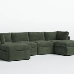 Modular Corner Sectional with Ottoman (Green)
