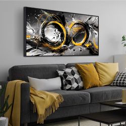 48' X 24' Black Art Wall Decor for Living Room - Abstract Canvas Wall Art