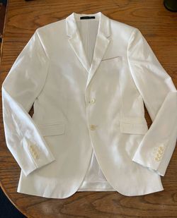 Mens Ivory White Wedding Dress Overcoat Jacket Suit Size S In Excellent Condition