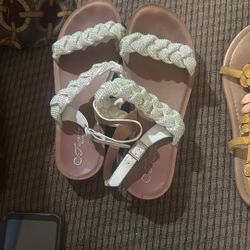 Women’s White Sparkly Sandals