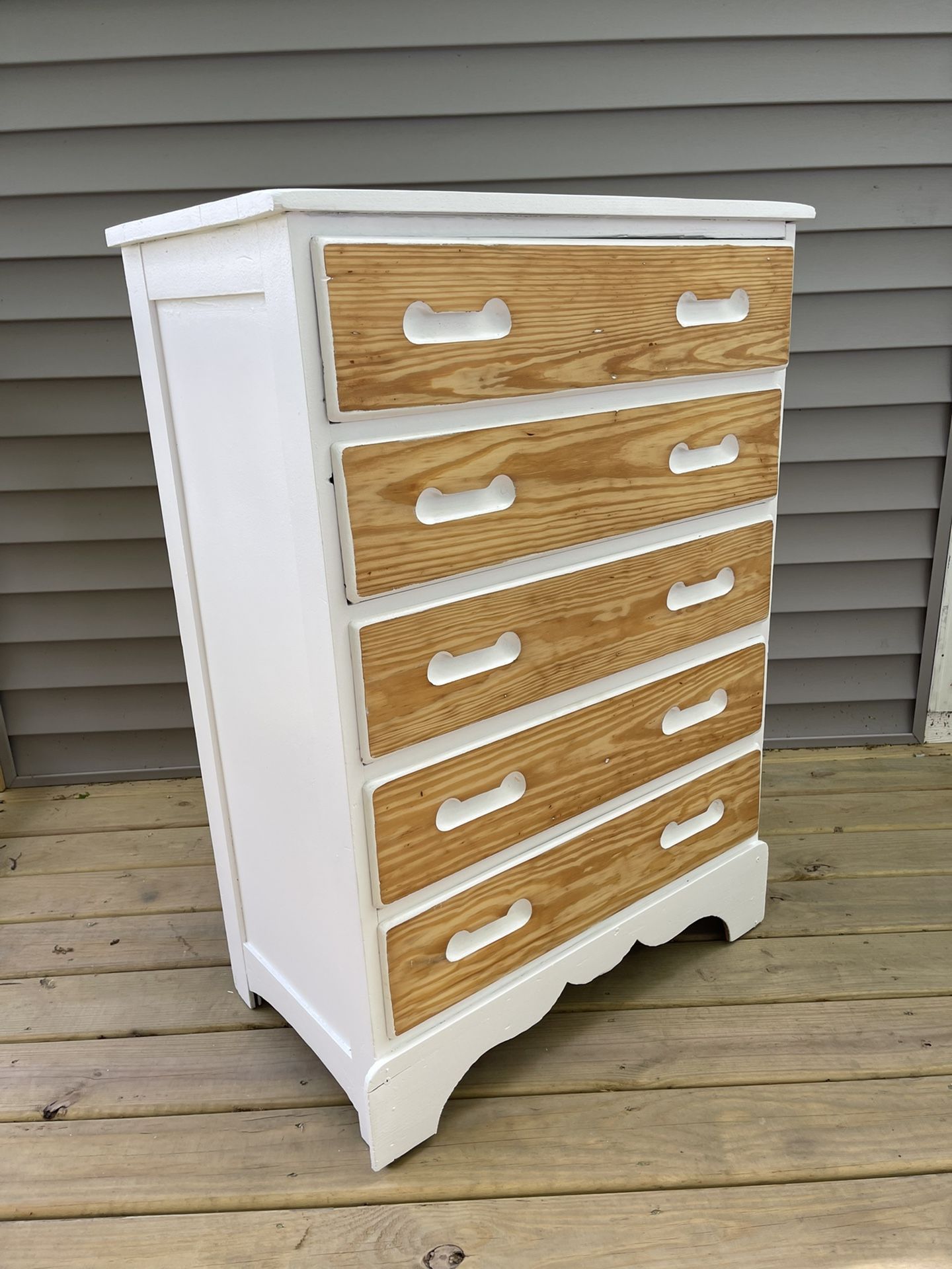 Tall White And Tan Dresser 5 Drawer