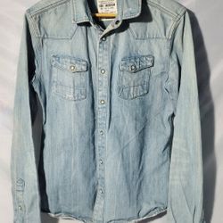 All Saints Light Blue Denim Shirt Jacket Size M