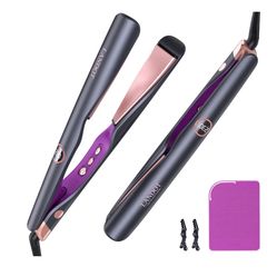 Brandnew  2-in-1 Hair Straightener and Curler - Twist Flat Iron Curling Iron for Smooth Curls & Sleek Straight Salon Results - Dual Voltage Ceramic St