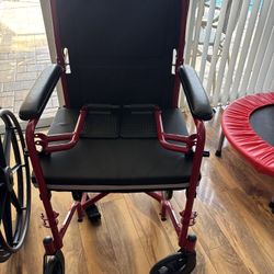Lightweight Transport Wheelchair – Foldable (Red)