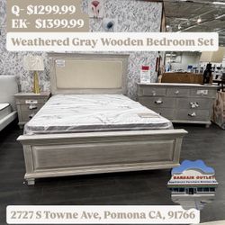 Weather Gray Wooden Bedroom Set 