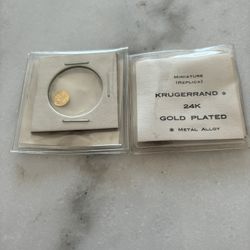 Miniature Replica Krugerrand 24k Gold Plated  Vintage Get 2