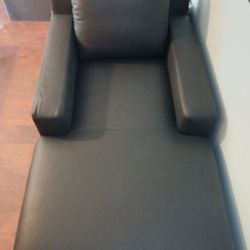 Interior Define Sloan Collection Black Leather Chaise Lounge  62" X 35"