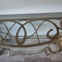 Elegant Glass & Metal Sofa Table – Excellent Condition