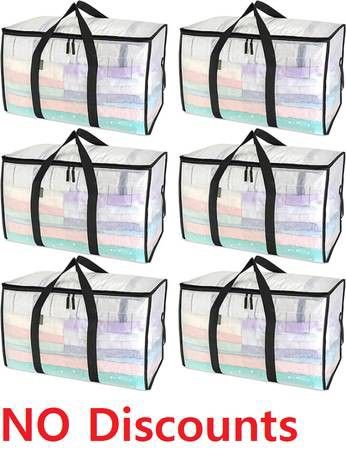 (NEW) Storage Bag for Clothes/Blankets - 6 Pack