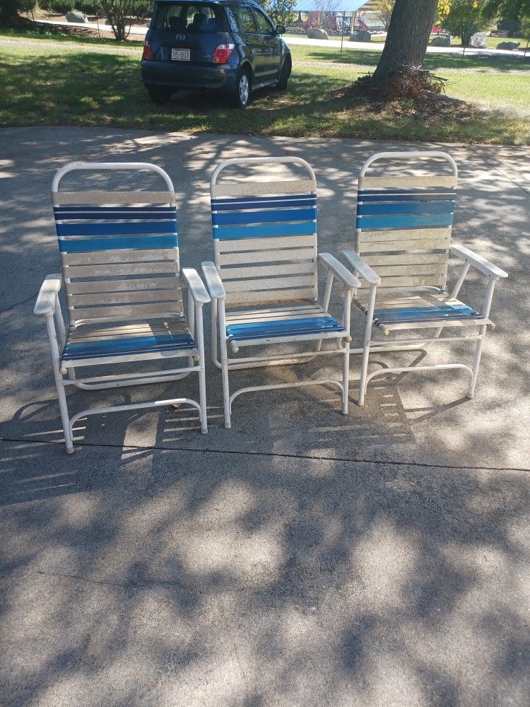 Three Vintage Lawn Chairs