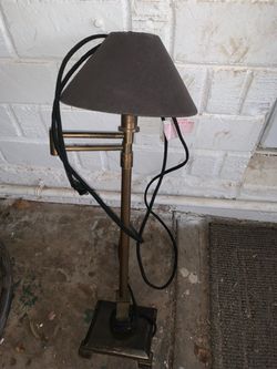 Brass Swing Arm Table Lamp with Shade