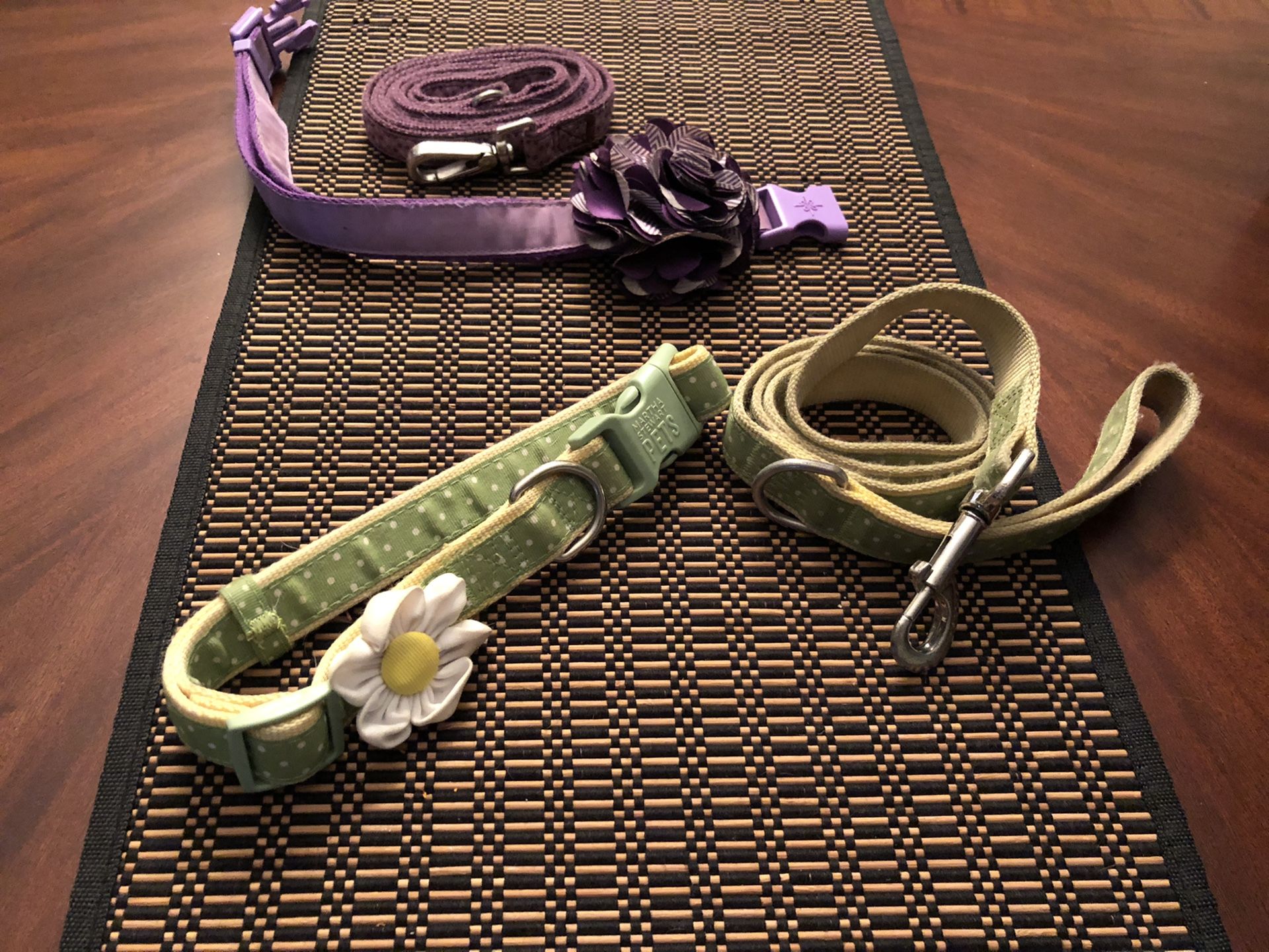 2 coordinating collars and leashes - medium