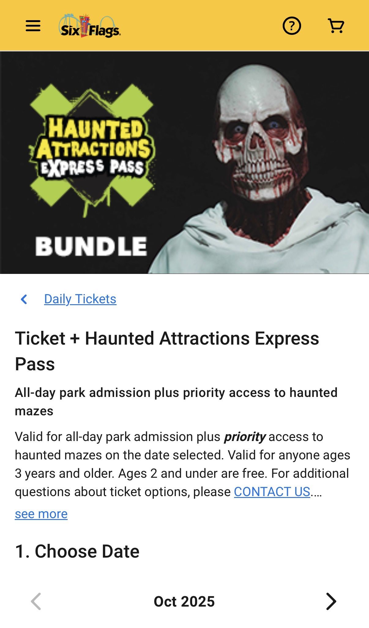 Two Six Flags Fright Fest Tickets With Attraction Pass