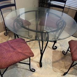 Black iron Glass Kitchen Table 