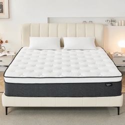 Queen Size Mattress 12 Inch, Upgrade Strengthen Queen Hybrid Mattresses in a Box, Memory Foam Mattress Made of Individually Pocketed Springs for Suppo