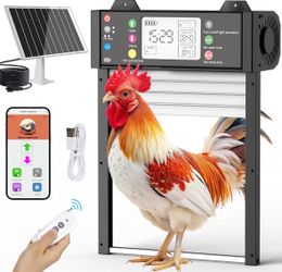 Automatic Chicken Coop Door Solar Powered WiFi App 4000mAh Timer Light Sensor