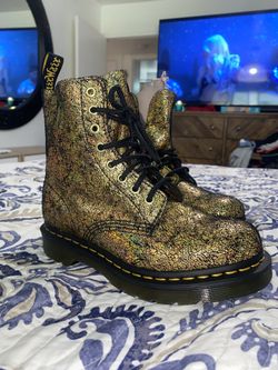 DR. MARTENS Gold PASCAL METALLIC BOOTS