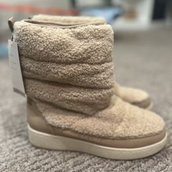 A New Day Taupe Faux Fur Ultimate Comfort Bertie Winter Boots Size 8.5