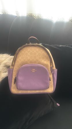 Coach Signature Backpack Tan and Lavender